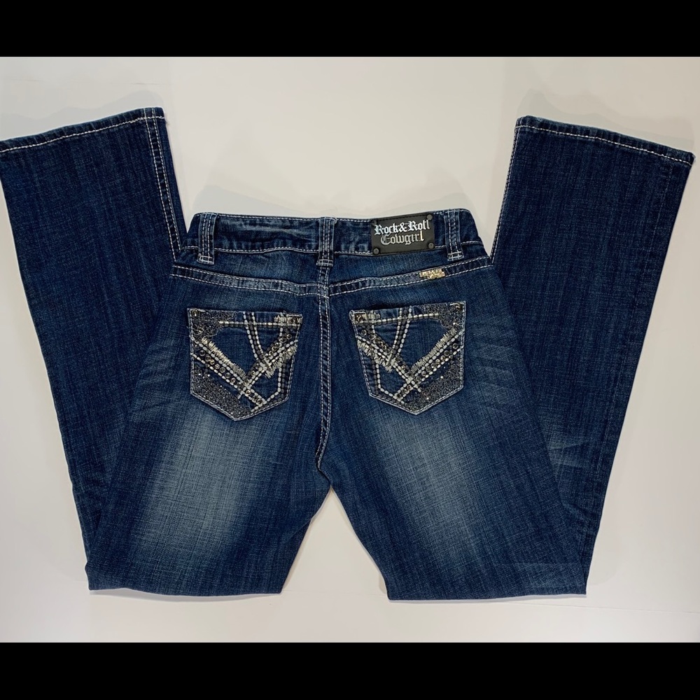 Rock&Roll Cowgirl Mid Rise Jeans 28x32 Embellished